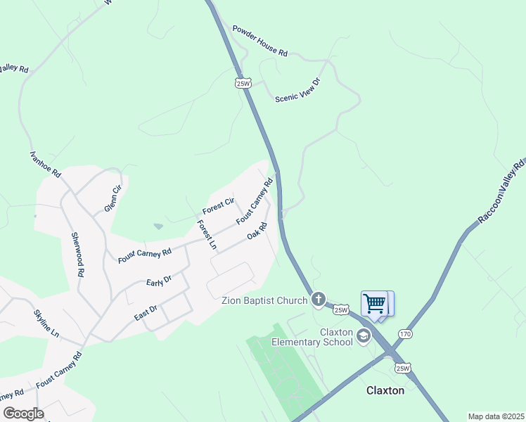 map of restaurants, bars, coffee shops, grocery stores, and more near 116 Oak Road in Powell
