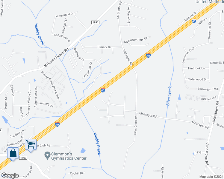 map of restaurants, bars, coffee shops, grocery stores, and more near 900 Highland Glen Road in Winston-Salem