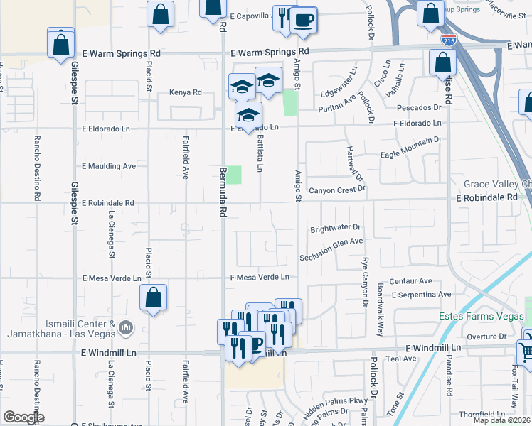map of restaurants, bars, coffee shops, grocery stores, and more near 7719 Villa Montara Street in Las Vegas