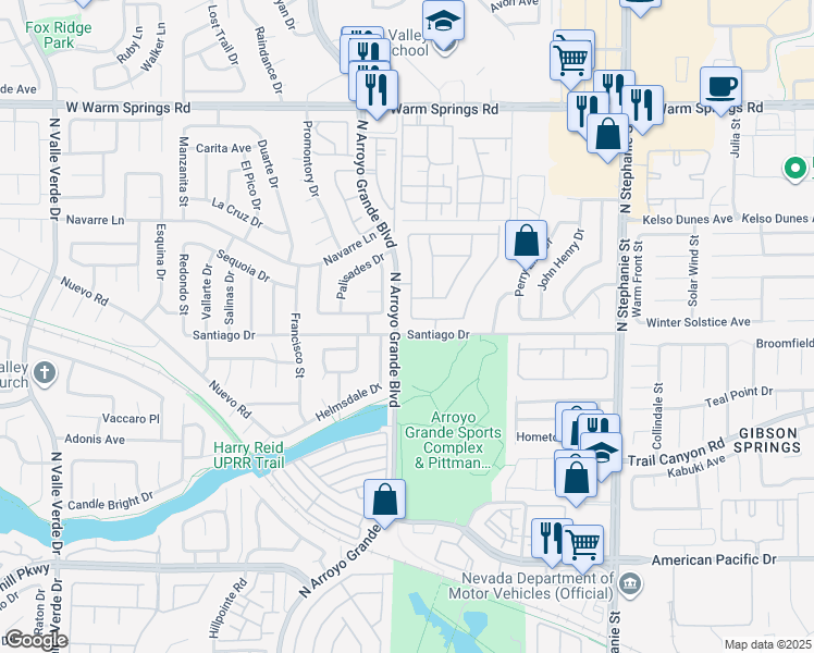 map of restaurants, bars, coffee shops, grocery stores, and more near 301 Laguna Glen Drive in Henderson