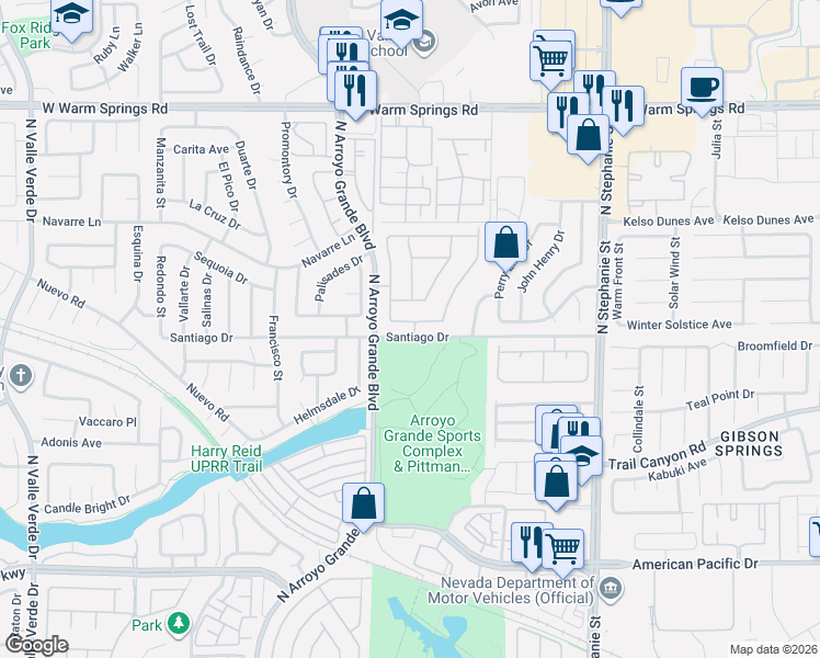 map of restaurants, bars, coffee shops, grocery stores, and more near 1594 Alpine Hills Avenue in Henderson