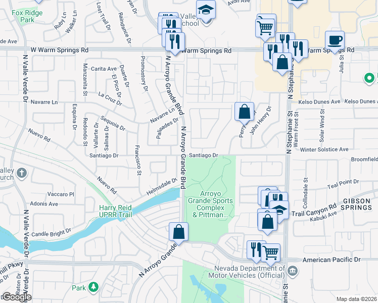 map of restaurants, bars, coffee shops, grocery stores, and more near 1594 Alpine Hills Avenue in Henderson