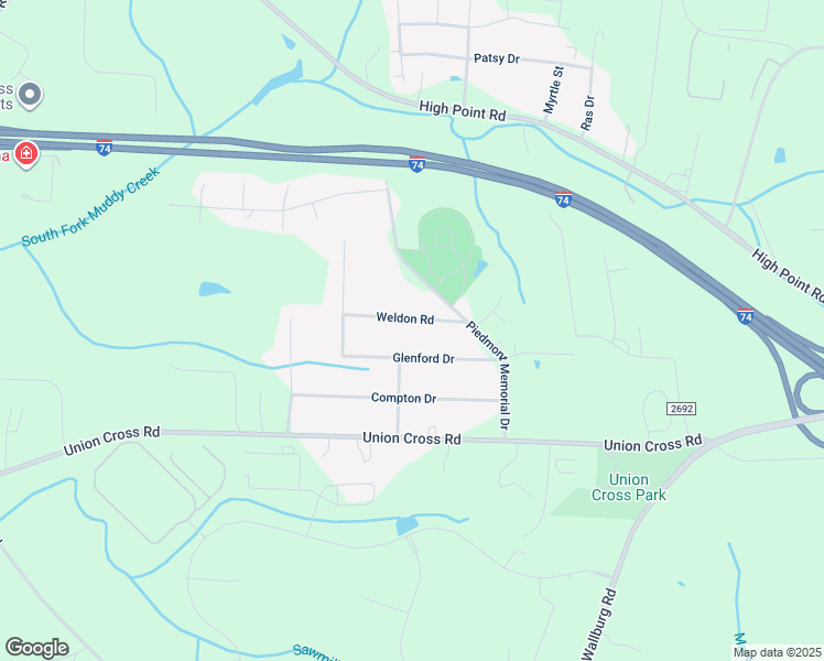 map of restaurants, bars, coffee shops, grocery stores, and more near 4230 Weldon Road in Winston-Salem