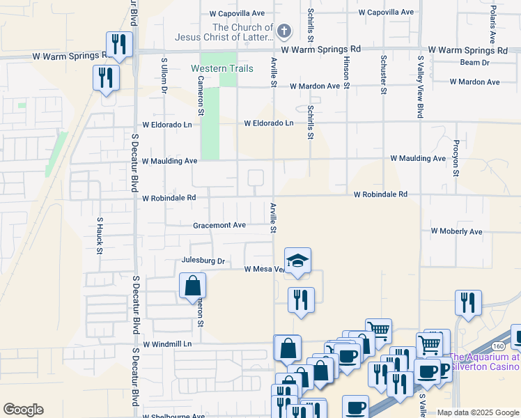 map of restaurants, bars, coffee shops, grocery stores, and more near 7729 Boswell Court in Las Vegas