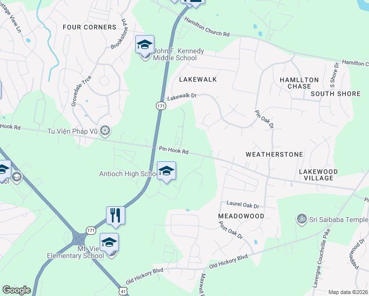 map of restaurants, bars, coffee shops, grocery stores, and more near 3712 Pin Hook Road in Nashville