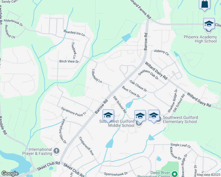 map of restaurants, bars, coffee shops, grocery stores, and more near 3487 Lamuel Field Lane in High Point