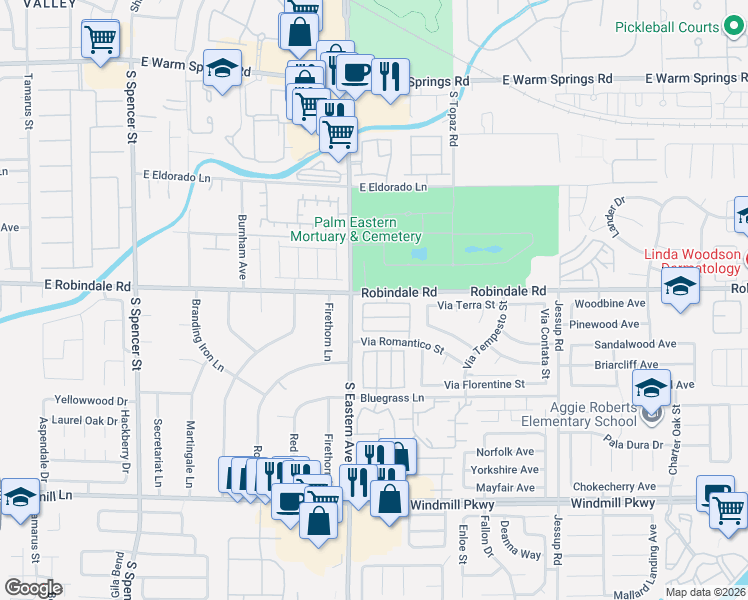 map of restaurants, bars, coffee shops, grocery stores, and more near 2872 Aliso Drive in Henderson