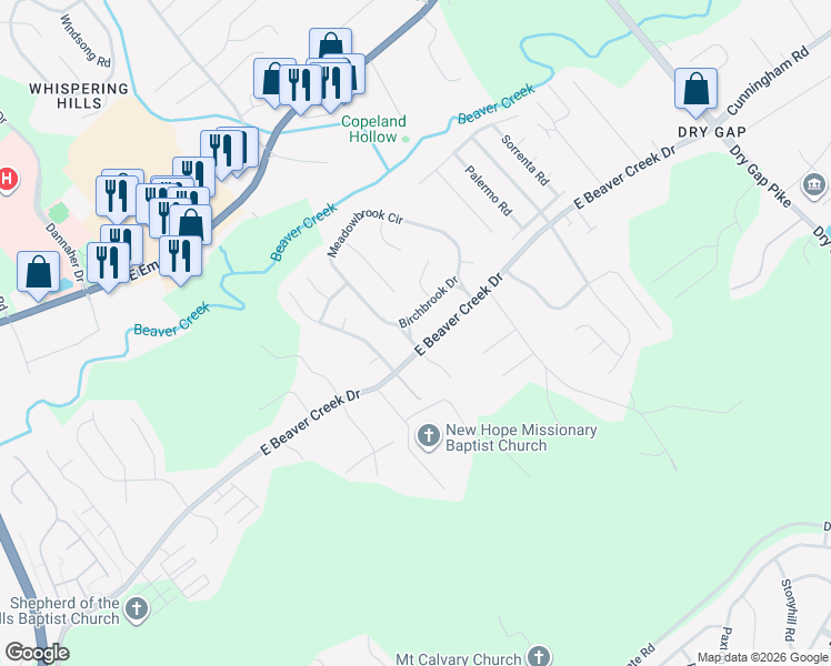 map of restaurants, bars, coffee shops, grocery stores, and more near 700 Birchbrook Drive in Knoxville