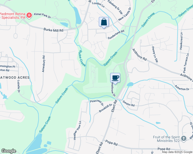 map of restaurants, bars, coffee shops, grocery stores, and more near 116 Troonsway Road in Winston-Salem