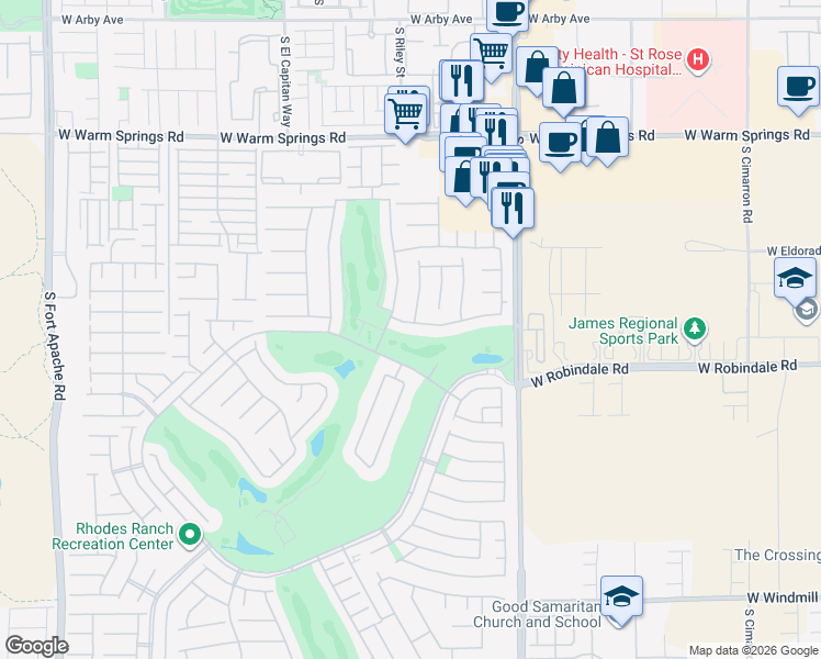 map of restaurants, bars, coffee shops, grocery stores, and more near 201 Arbor Garden Avenue in Las Vegas