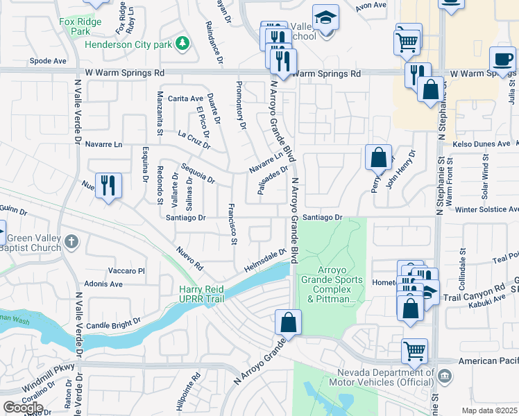 map of restaurants, bars, coffee shops, grocery stores, and more near 1689 Keepsake Ave in Henderson