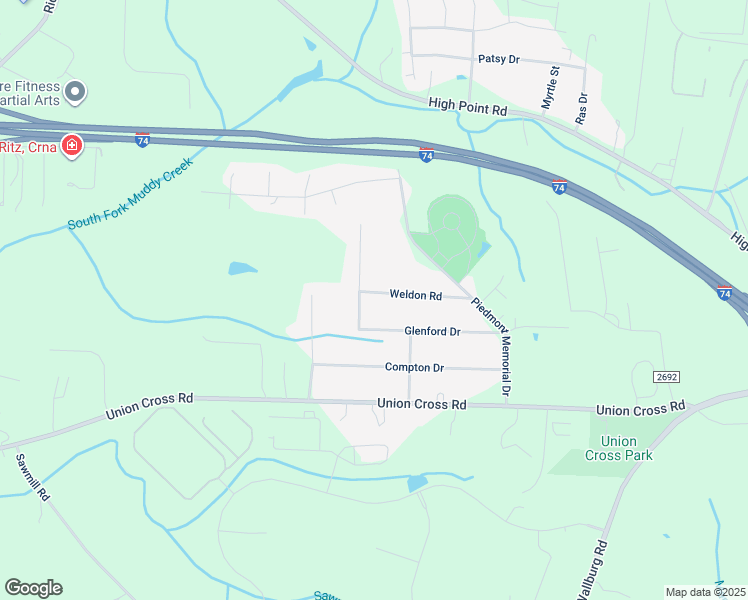 map of restaurants, bars, coffee shops, grocery stores, and more near 4210 Weldon Road in Winston-Salem