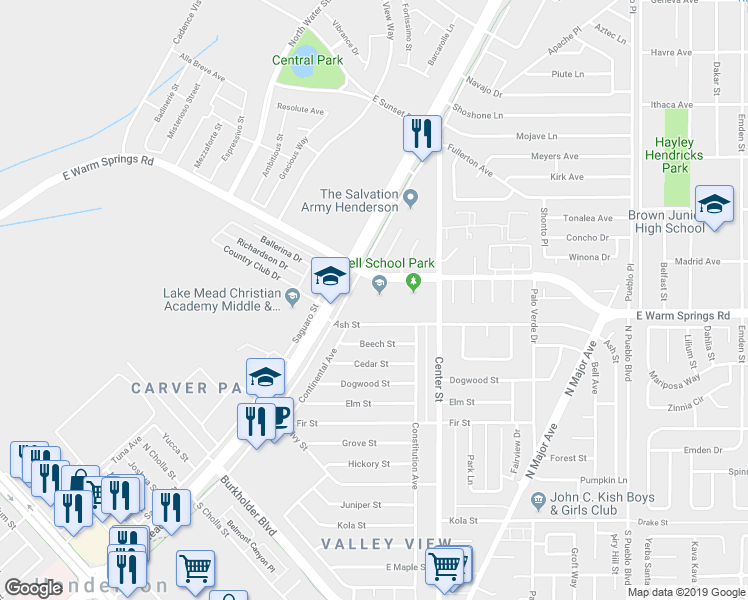 map of restaurants, bars, coffee shops, grocery stores, and more near 798 Dinkledorf Road in Henderson
