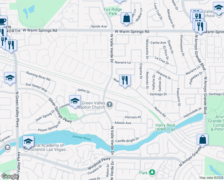 map of restaurants, bars, coffee shops, grocery stores, and more near 316 Quito Court in Henderson