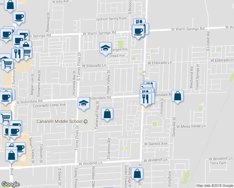 map of restaurants, bars, coffee shops, grocery stores, and more near 6277 Mythic Atlantis Avenue in Las Vegas