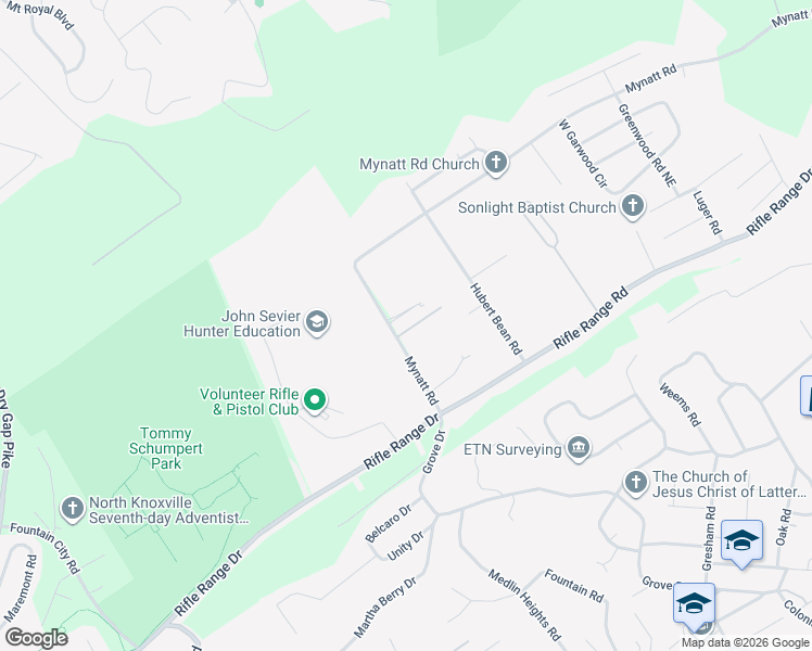 map of restaurants, bars, coffee shops, grocery stores, and more near 2360 Mynatt Road in Knoxville