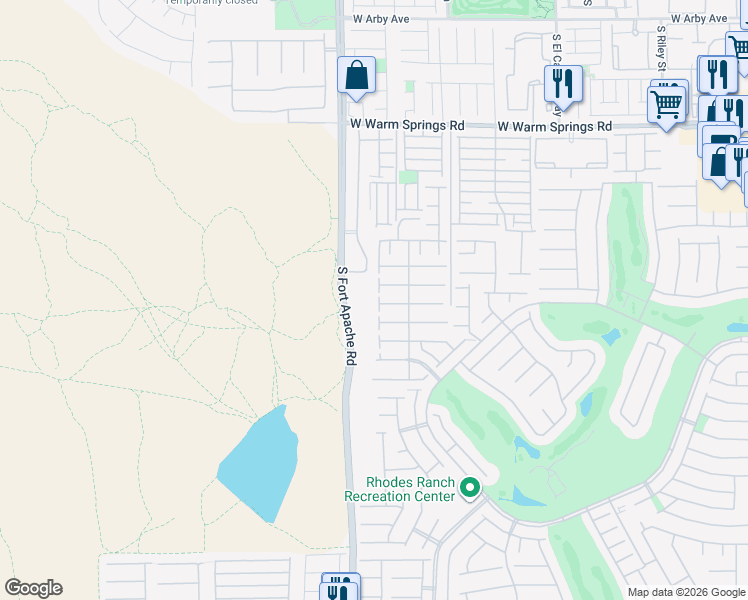 map of restaurants, bars, coffee shops, grocery stores, and more near 83 Rock Run Street in Las Vegas