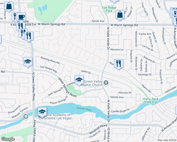 map of restaurants, bars, coffee shops, grocery stores, and more near 1926 Guinn Drive in Henderson