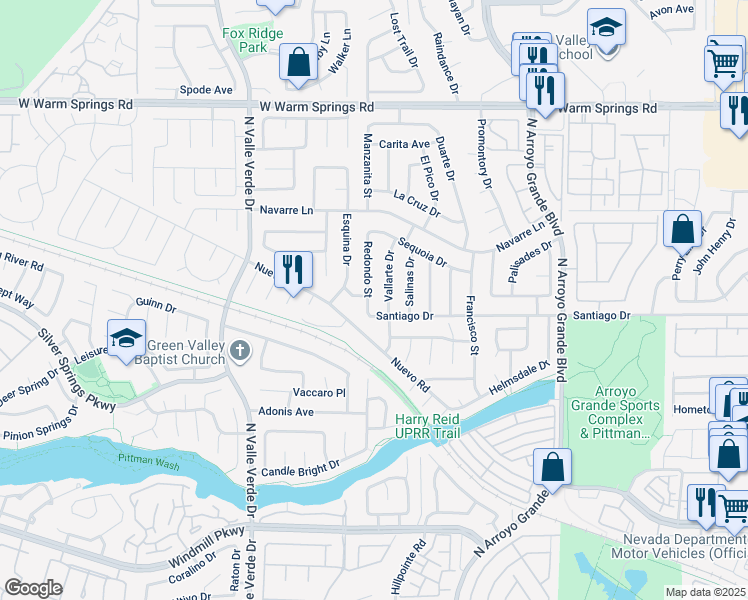 map of restaurants, bars, coffee shops, grocery stores, and more near 304 Redondo Street in Henderson