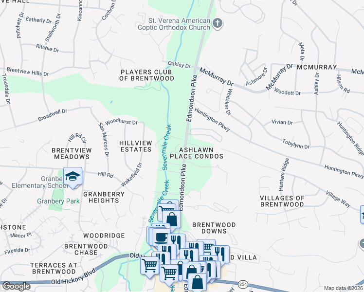 map of restaurants, bars, coffee shops, grocery stores, and more near 708 Brent Glen Place in Nashville