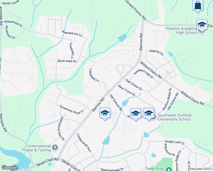 map of restaurants, bars, coffee shops, grocery stores, and more near 3483 Lamuel Field Lane in High Point