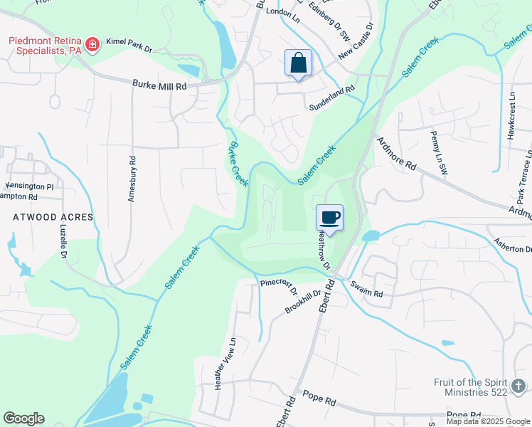 map of restaurants, bars, coffee shops, grocery stores, and more near 249 Troonsway Road in Winston-Salem