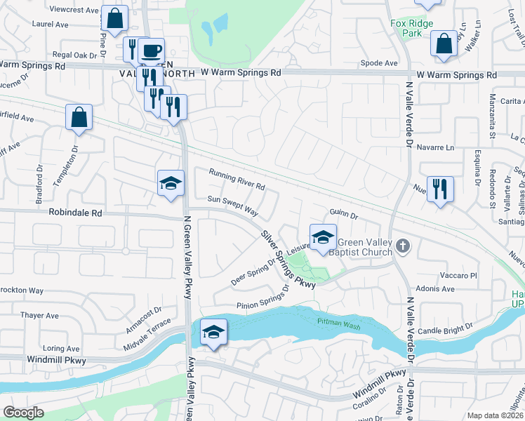 map of restaurants, bars, coffee shops, grocery stores, and more near 259 Spring Hills Lane in Henderson