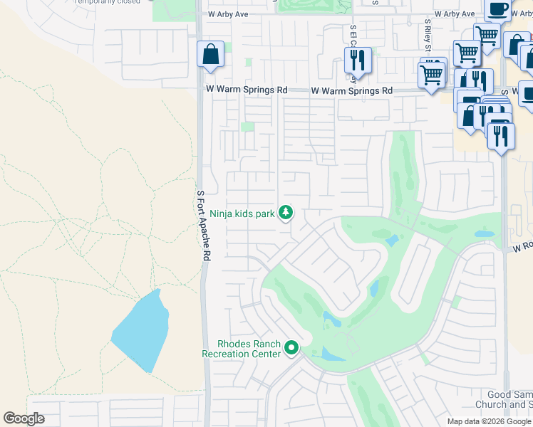 map of restaurants, bars, coffee shops, grocery stores, and more near 160 Rusty Plank Avenue in Las Vegas