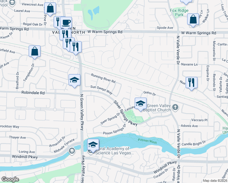 map of restaurants, bars, coffee shops, grocery stores, and more near 259 Spring Hills Lane in Henderson