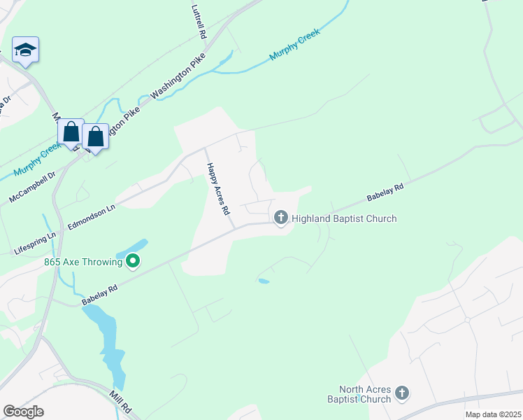 map of restaurants, bars, coffee shops, grocery stores, and more near 3511 Duck Pond Way in Knoxville