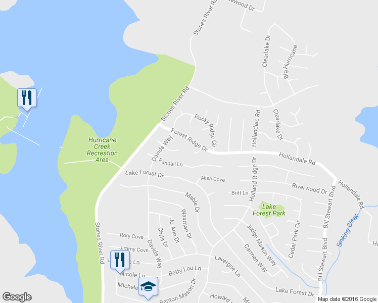 map of restaurants, bars, coffee shops, grocery stores, and more near 304 Brent Cove in La Vergne