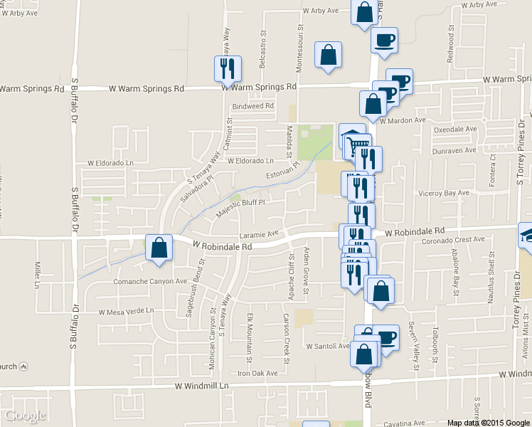 map of restaurants, bars, coffee shops, grocery stores, and more near 7214 Morningside Ranch Ct in Las Vegas
