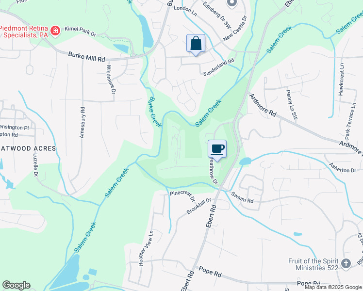 map of restaurants, bars, coffee shops, grocery stores, and more near 120 Troonsway Road in Winston-Salem