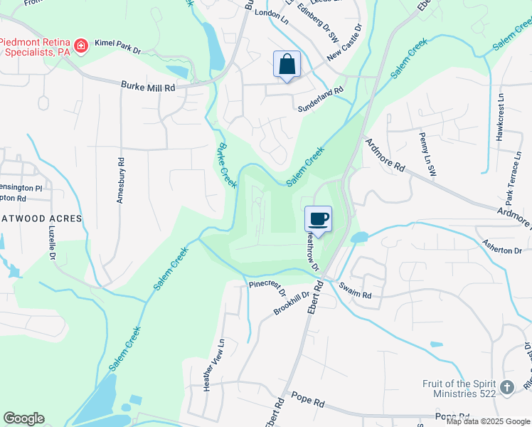 map of restaurants, bars, coffee shops, grocery stores, and more near 120 Troonsway Road in Winston-Salem