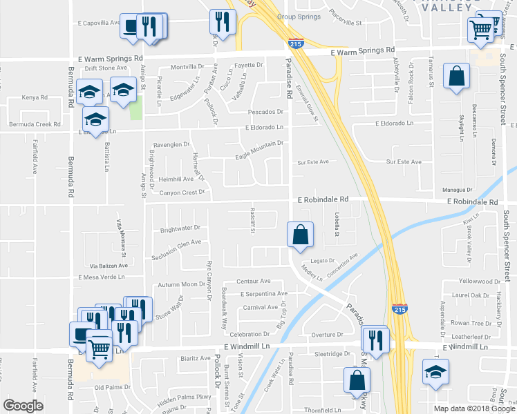 map of restaurants, bars, coffee shops, grocery stores, and more near 910 Ambrose Drive in Las Vegas