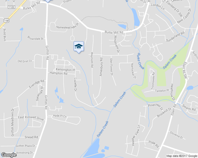map of restaurants, bars, coffee shops, grocery stores, and more near 2676 Amesbury Road in Winston-Salem