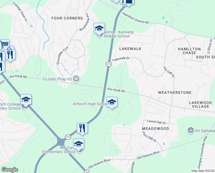 map of restaurants, bars, coffee shops, grocery stores, and more near 2728 Hobson Pike in Nashville