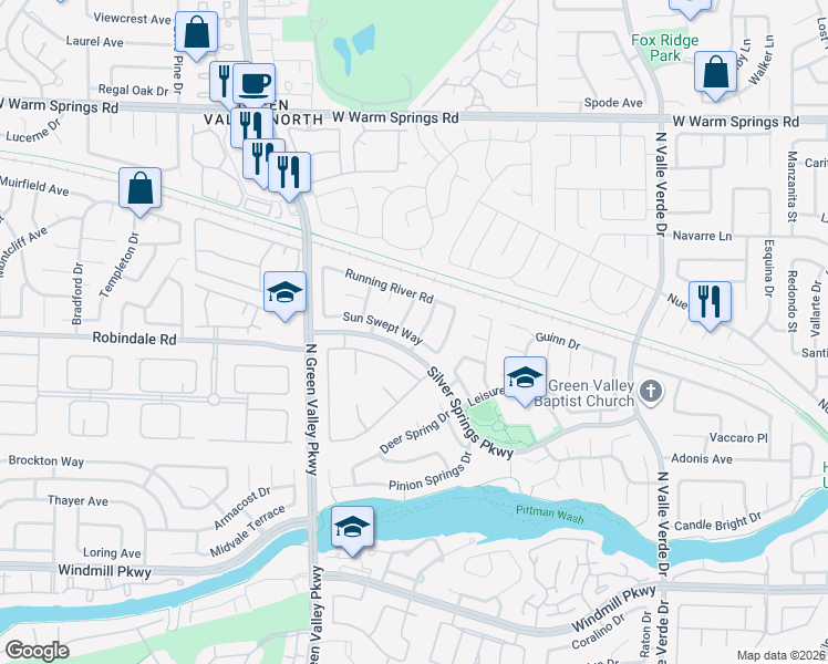 map of restaurants, bars, coffee shops, grocery stores, and more near 259 Spring Hills Lane in Henderson