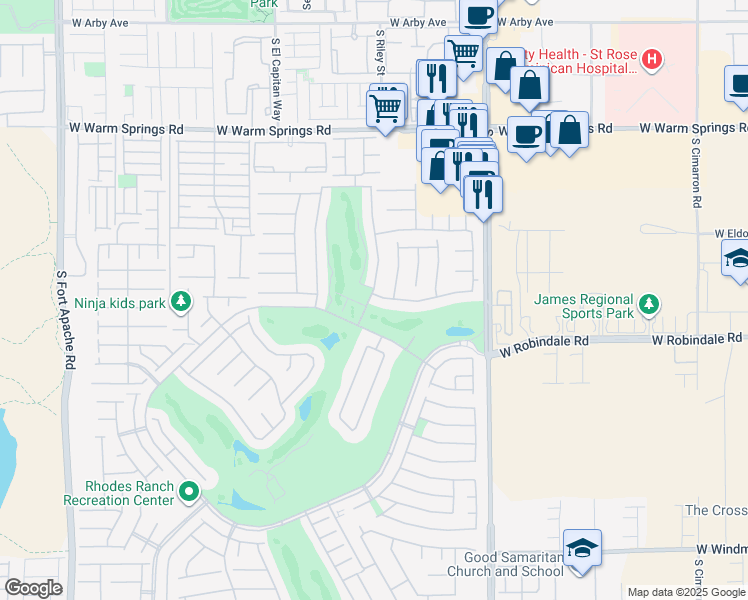 map of restaurants, bars, coffee shops, grocery stores, and more near 201 Arbor Garden Avenue in Las Vegas