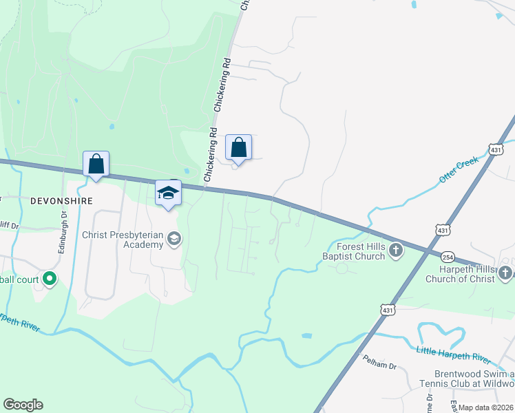 map of restaurants, bars, coffee shops, grocery stores, and more near 33 Middleboro Court in Nashville