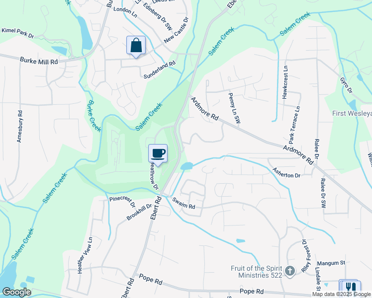 map of restaurants, bars, coffee shops, grocery stores, and more near 1013 Ivy Glen Drive in Winston-Salem