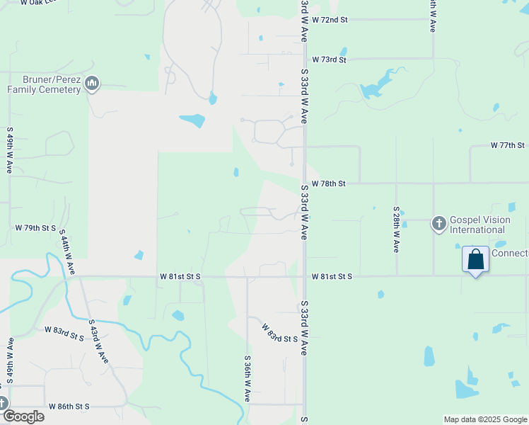 map of restaurants, bars, coffee shops, grocery stores, and more near 7902 South 33rd West Avenue in Tulsa