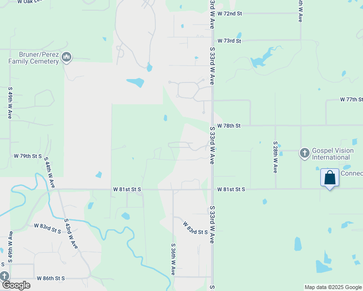 map of restaurants, bars, coffee shops, grocery stores, and more near 7902 South 33rd West Avenue in Tulsa