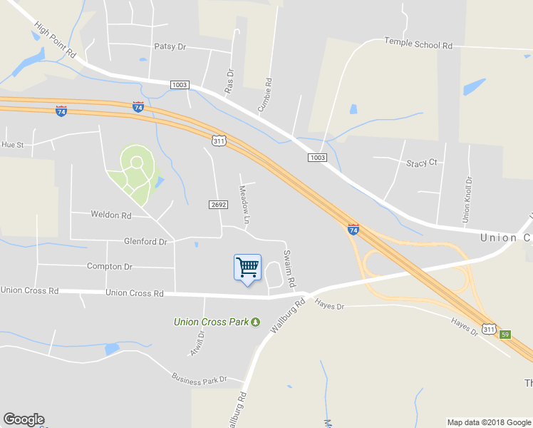 map of restaurants, bars, coffee shops, grocery stores, and more near 3243 Swaim Road in Winston-Salem