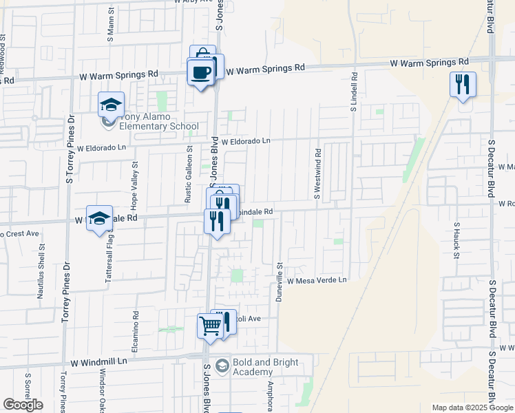 map of restaurants, bars, coffee shops, grocery stores, and more near 5901 Enchanted Palms Avenue in Las Vegas