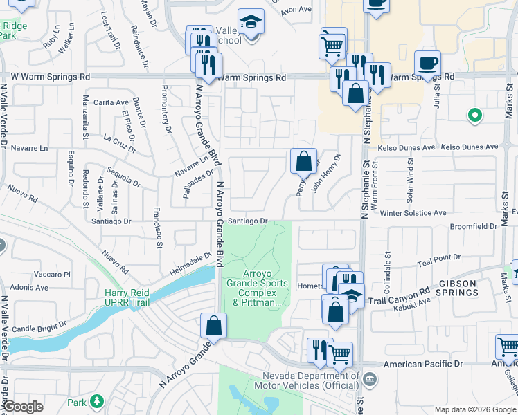 map of restaurants, bars, coffee shops, grocery stores, and more near 1576 Alpine Hills Avenue in Henderson