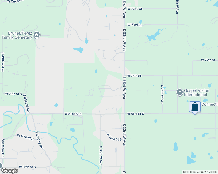 map of restaurants, bars, coffee shops, grocery stores, and more near 7902 South 33rd West Avenue in Tulsa
