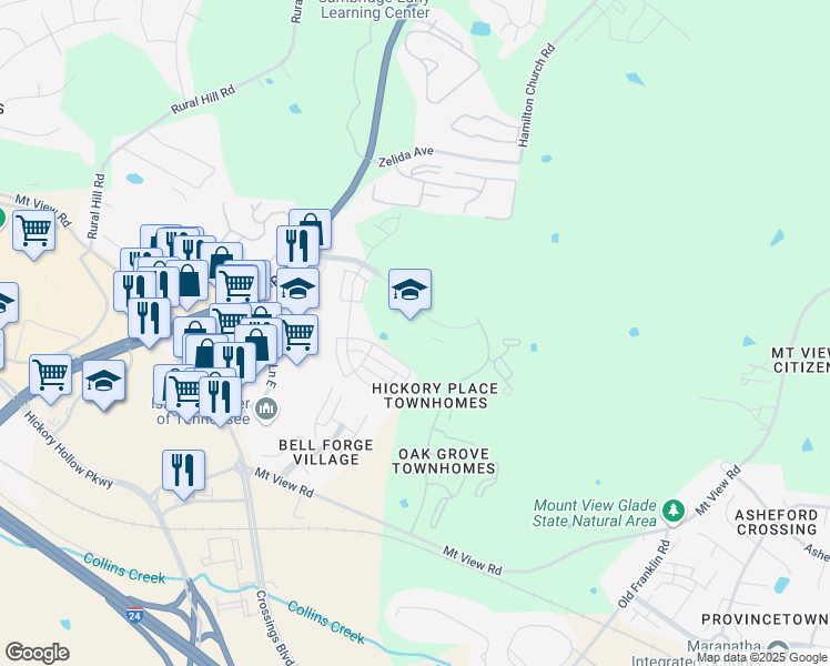 map of restaurants, bars, coffee shops, grocery stores, and more near 1470 Eagle View Boulevard in Nashville