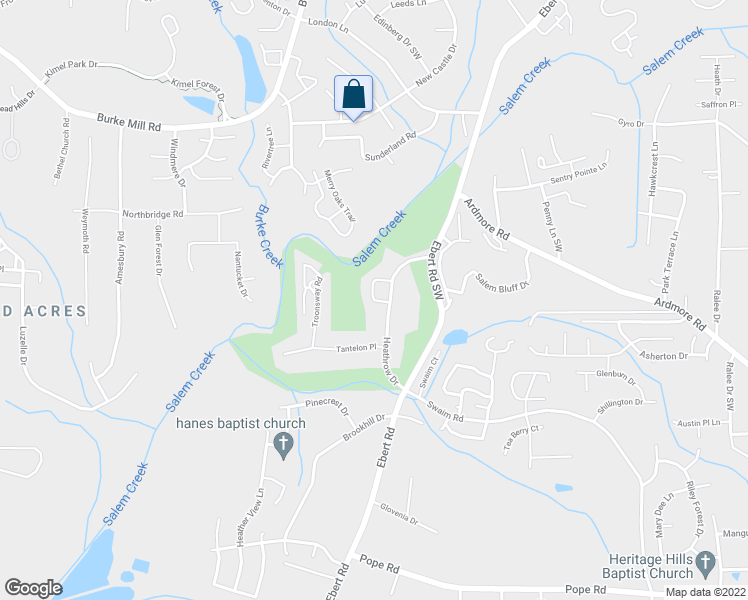 map of restaurants, bars, coffee shops, grocery stores, and more near 3590 Heathrow Drive in Winston-Salem