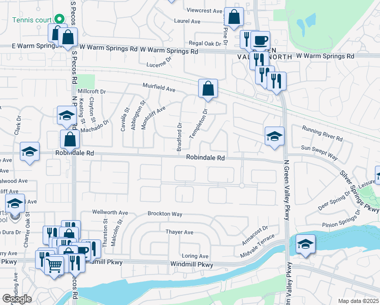 map of restaurants, bars, coffee shops, grocery stores, and more near 2331 Barneby Avenue in Henderson